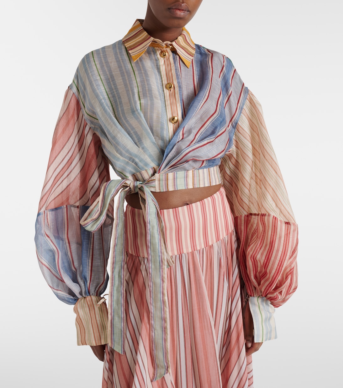 Rebellion striped linen and silk blouse | Zimmermann
