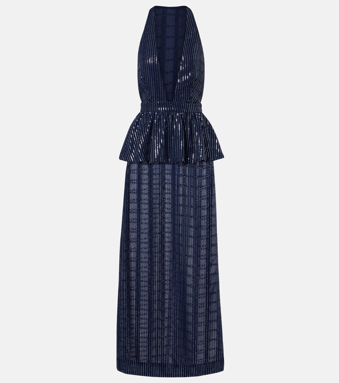 Sequined peplum maxi dress | Adriana Degreas