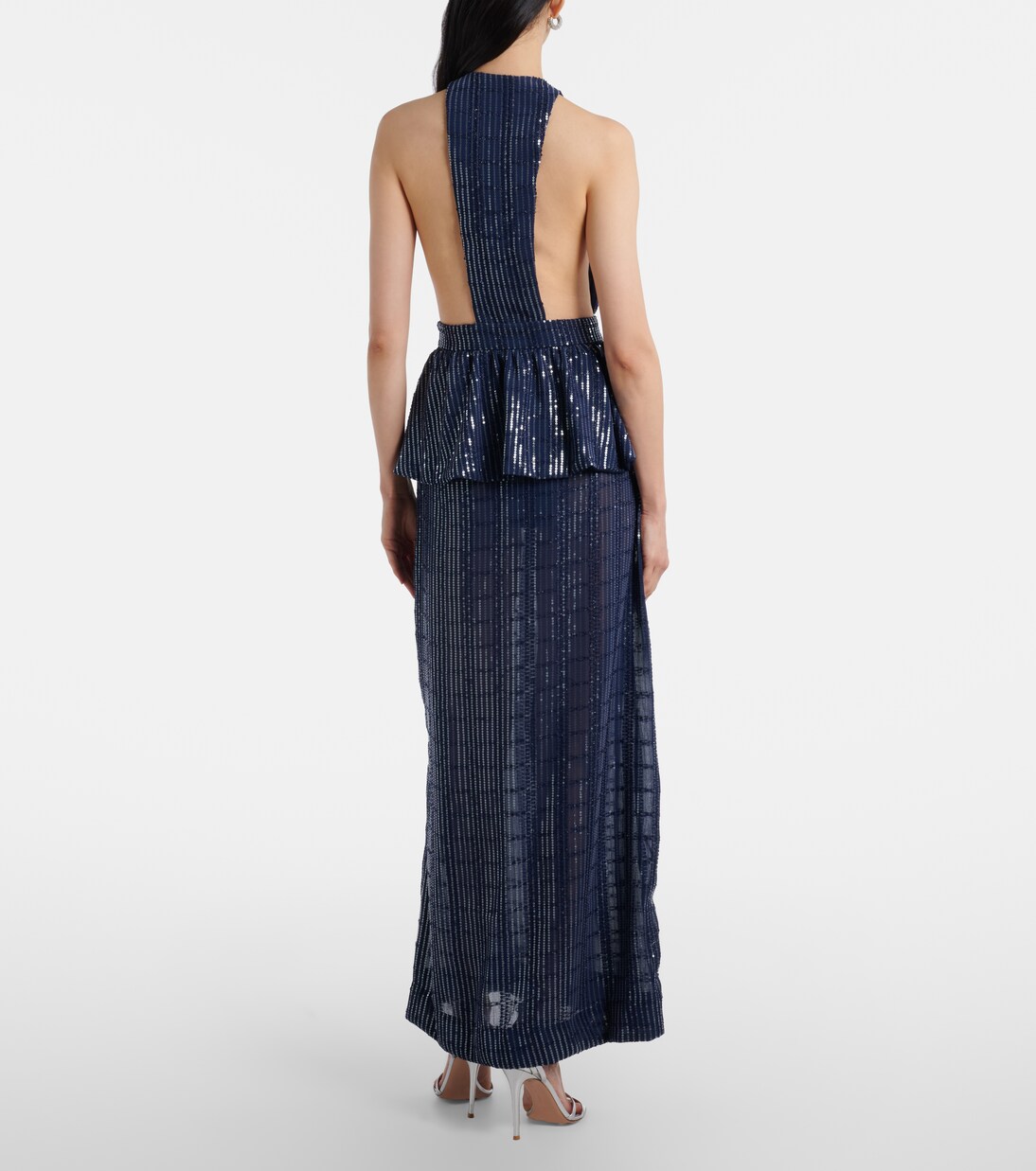 Sequined peplum maxi dress | Adriana Degreas