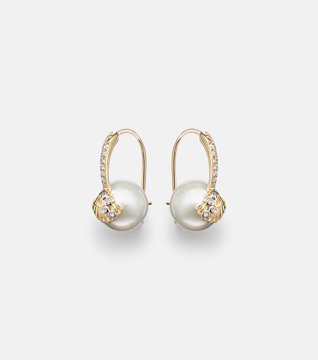 14kt gold (585/1000) earrings with pearls and diamonds | Sydney Evan
