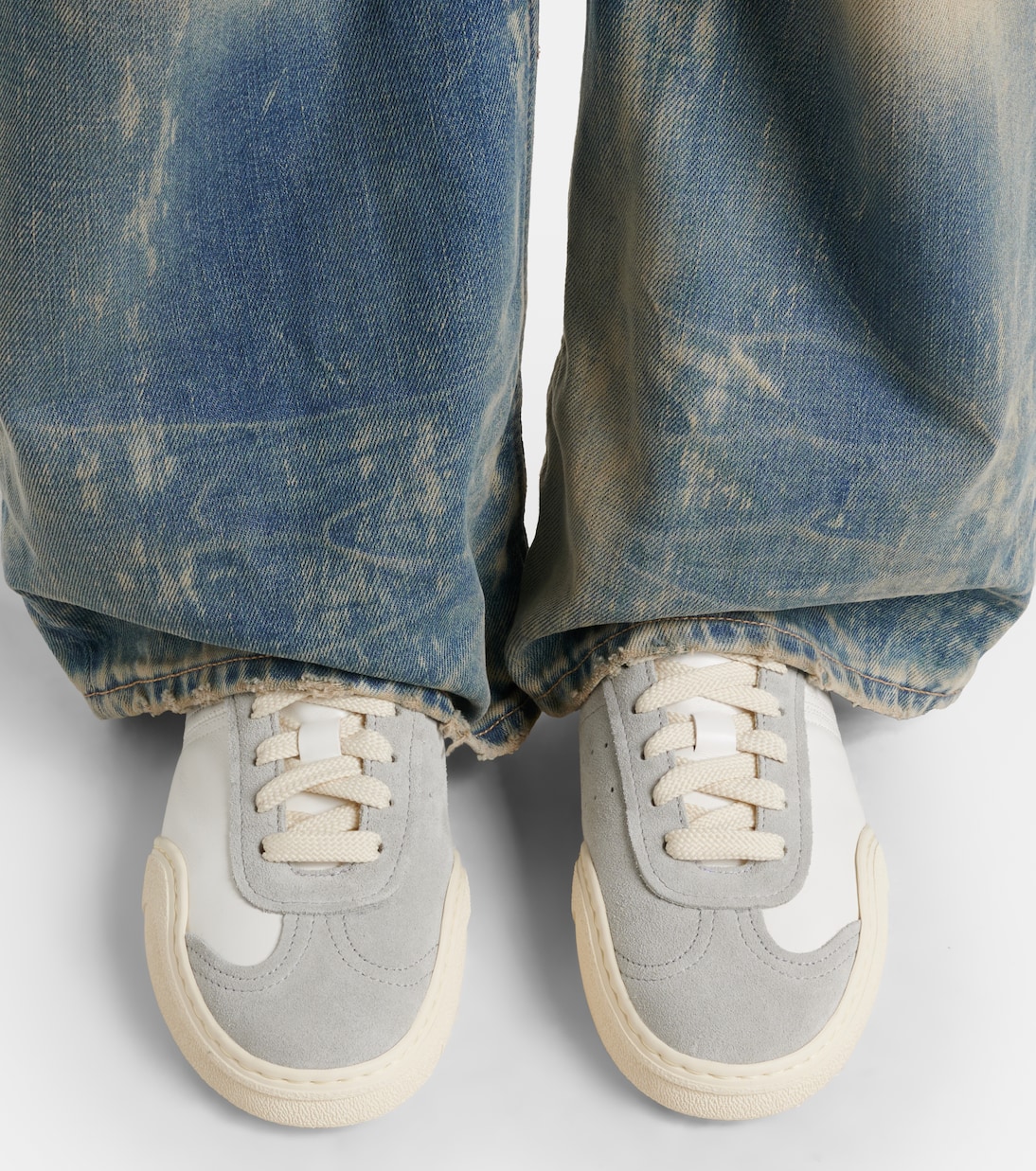 Suede-trimmed leather sneakers | Acne Studios