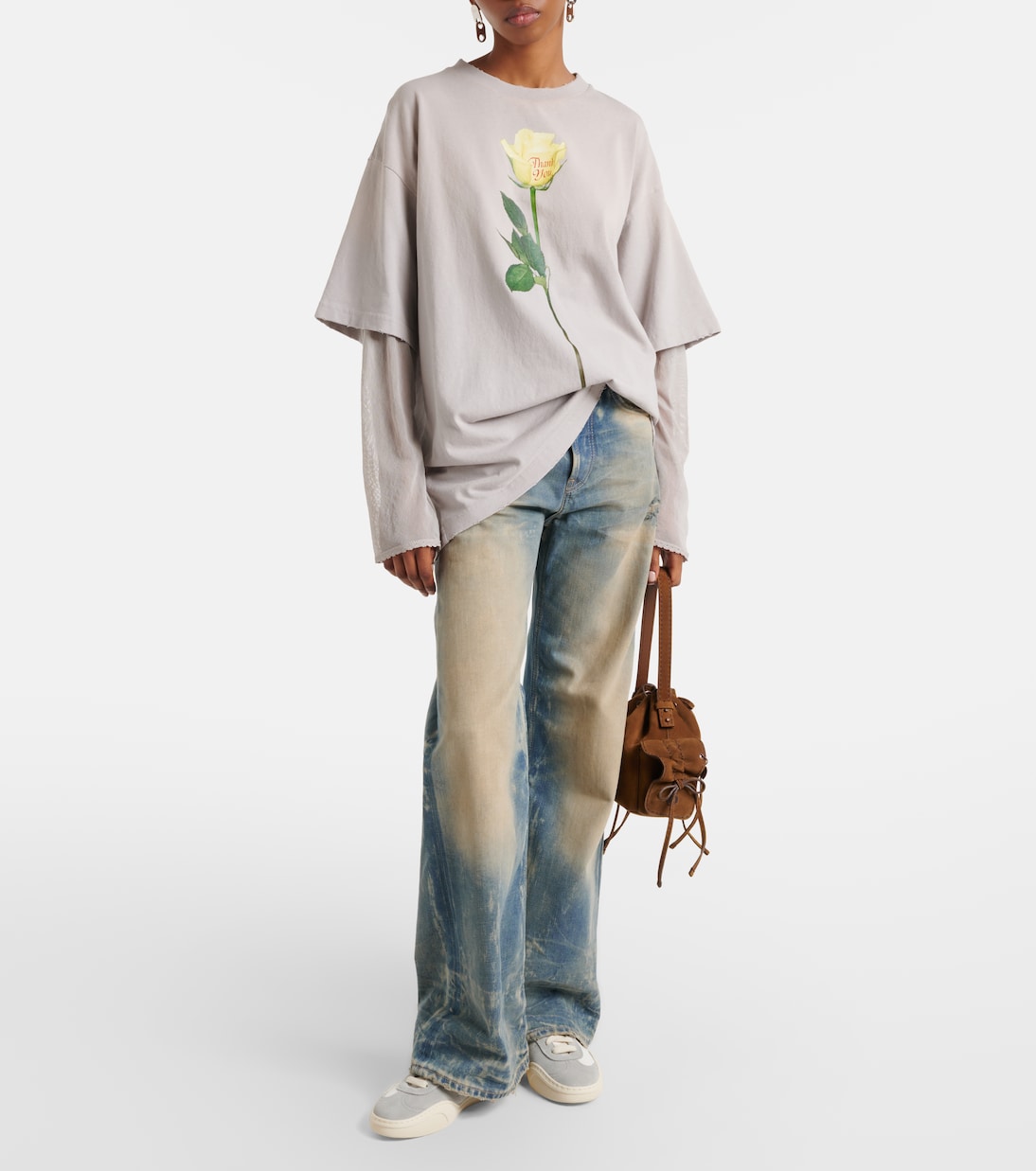 Suede-trimmed leather sneakers | Acne Studios