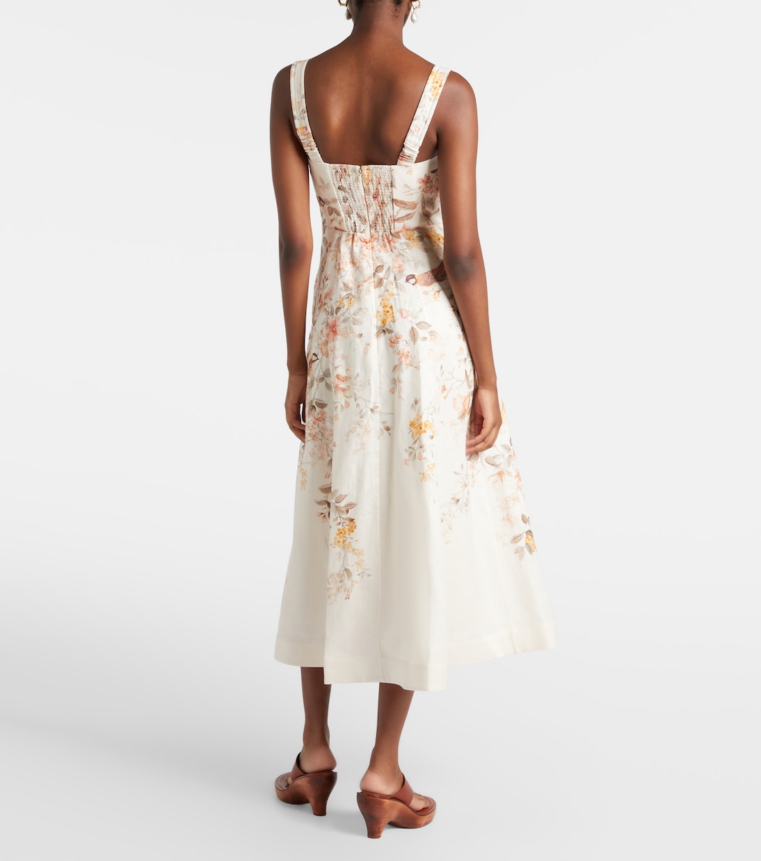 Vestido midi Luna de lino estampado | Zimmermann