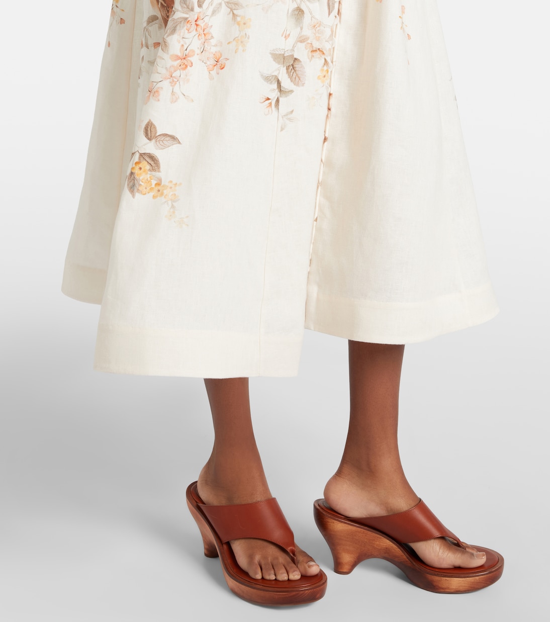 Vestido midi Luna de lino estampado | Zimmermann