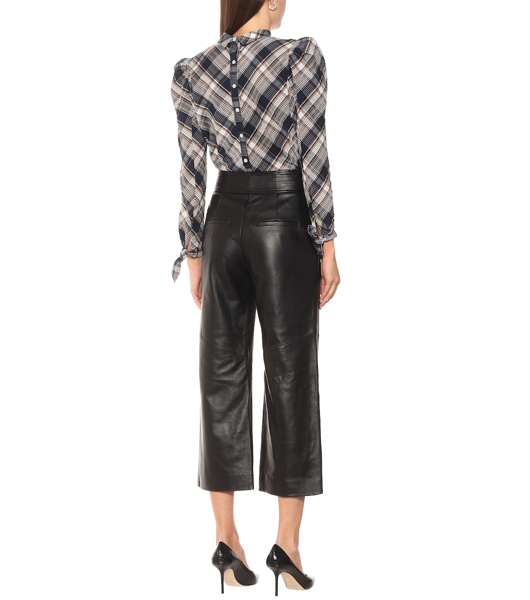 Pantalon raccourci Agee à taille haute en cuir | Veronica Beard