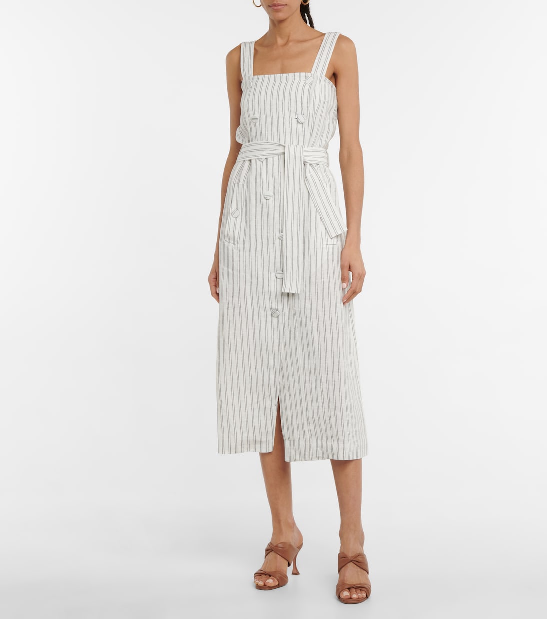 Abito midi Audrey in lino a righe | Altuzarra