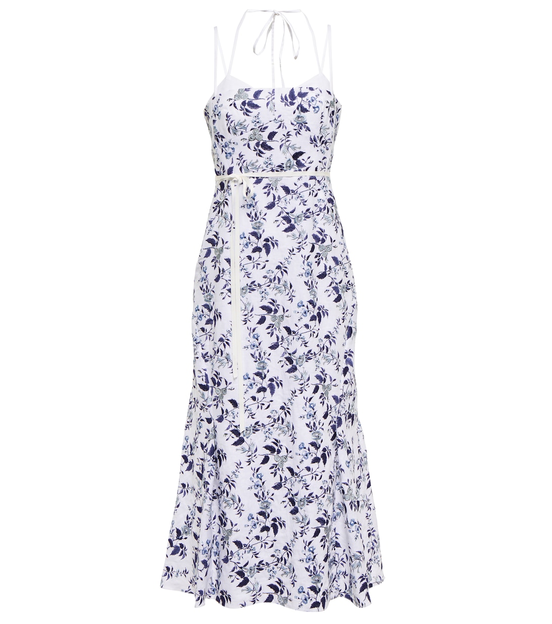 Vestido midi Otto de lino bordado | Erdem