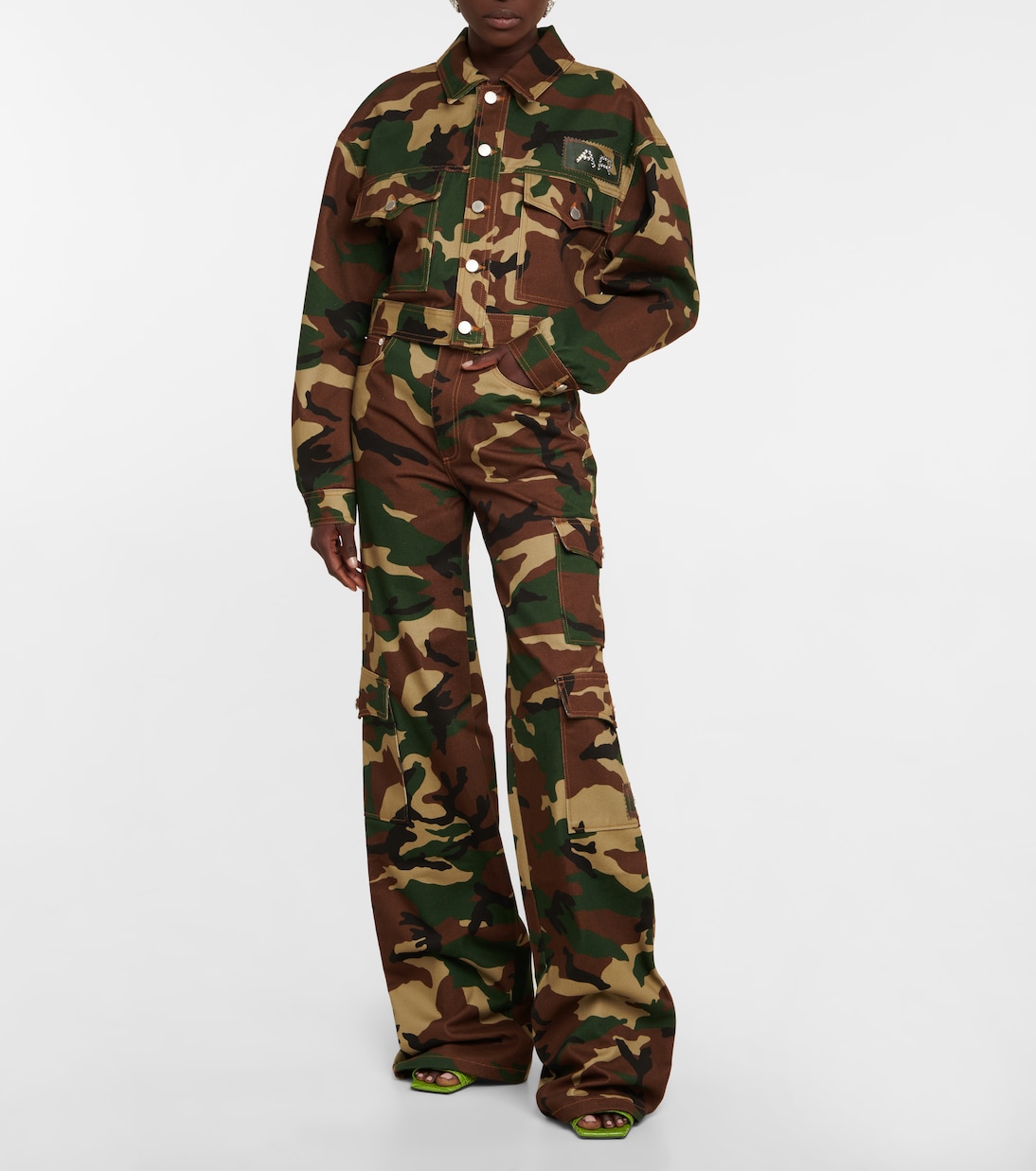 Pantalon cargo en coton à motif camouflage | Alessandra Rich