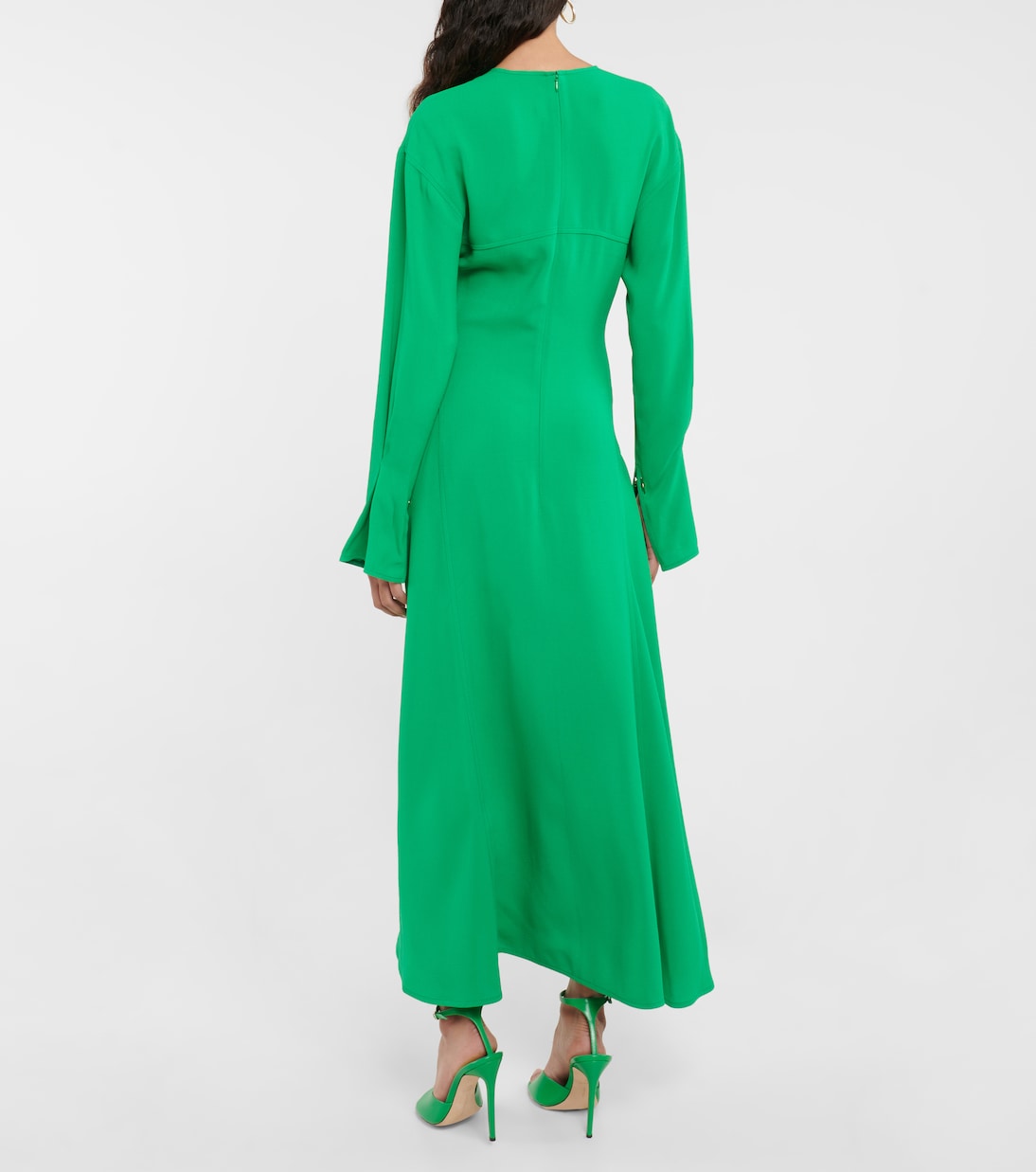 Abito midi in crêpe con scollo a V | Victoria Beckham