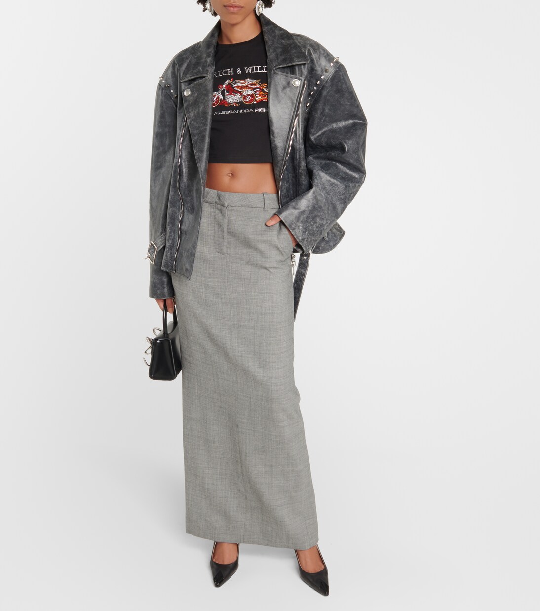 Giacca in pelle con borchie | Alessandra Rich