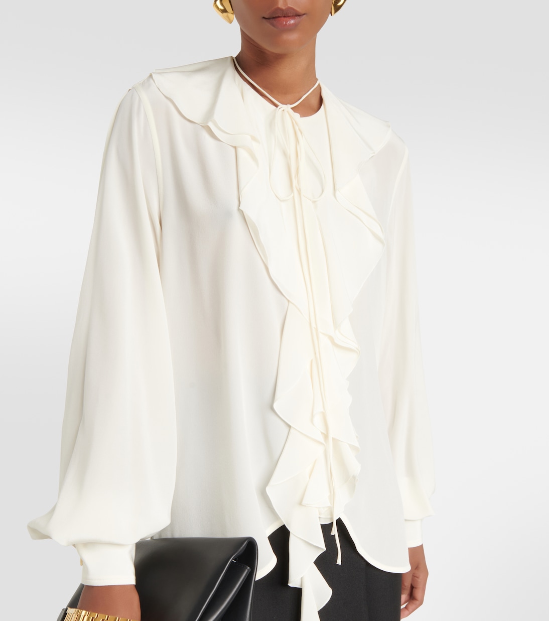 Ruffled silk blouse in white Victoria Beckham Mytheresa