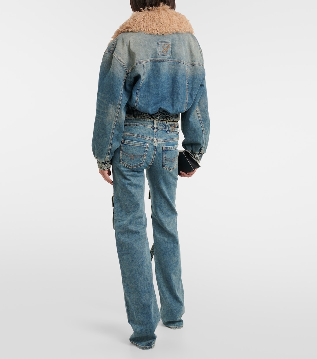 Pantaloni cargo in denim a vita bassa | Blumarine
