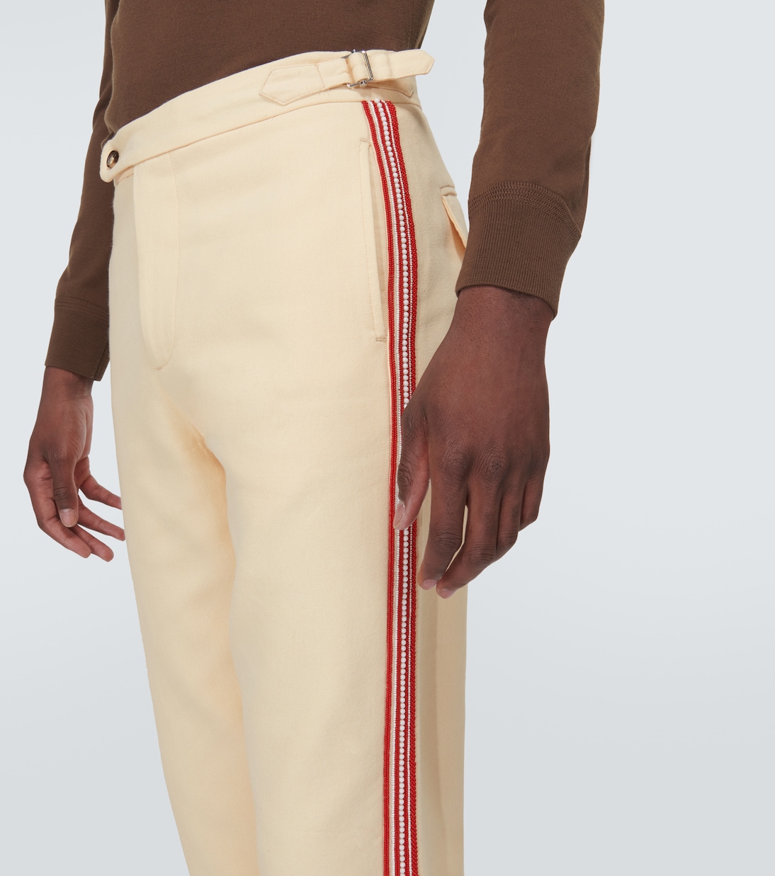 Pantaloni regular Stria in cotone con perline | Bode