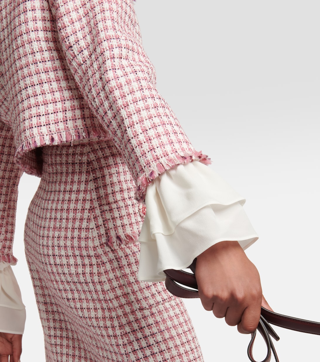 Cropped houndstooth wool-blend jacket | Etro
