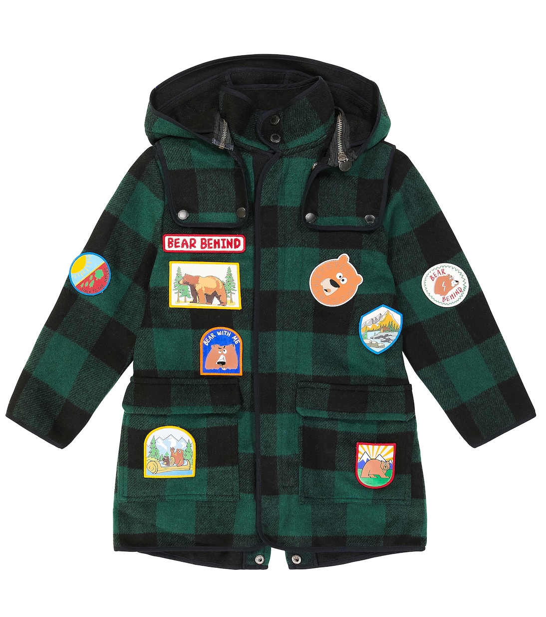 Abrigo con capucha a cuadros | Stella McCartney Kids