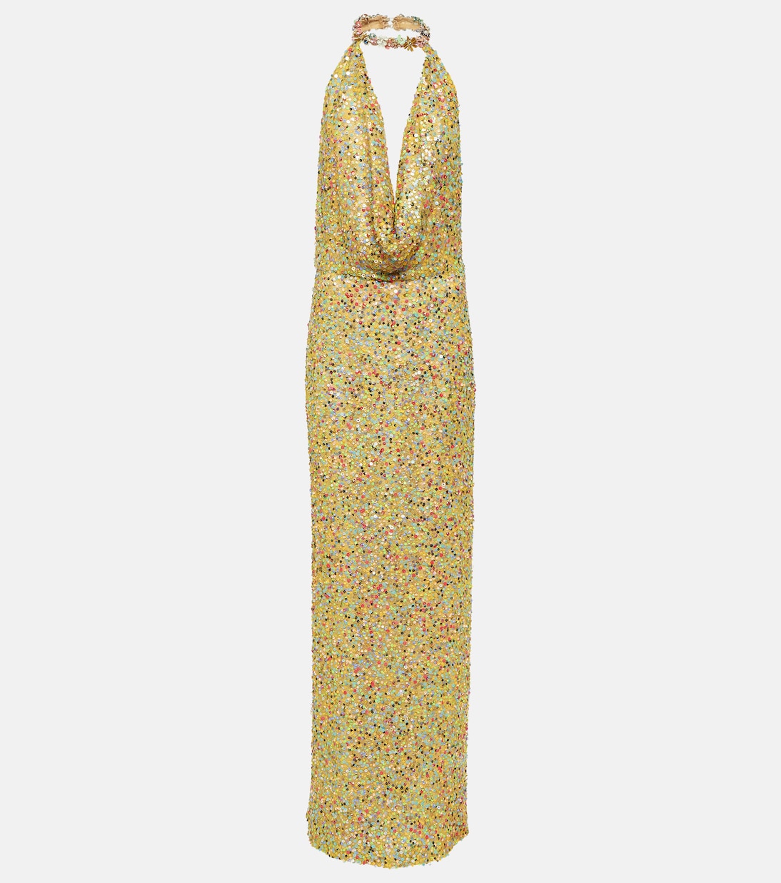 Simona sequined halterneck gown | Costarellos