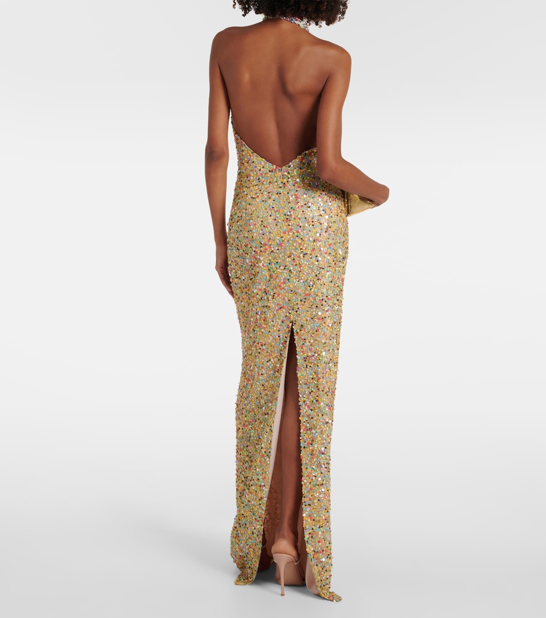 Simona sequined halterneck gown | Costarellos