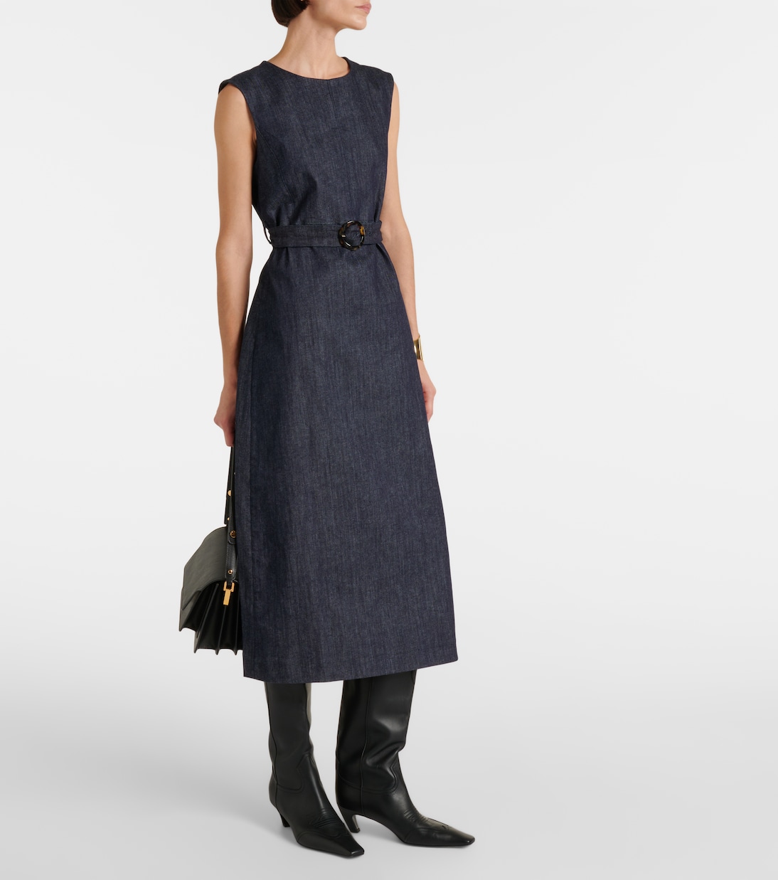 Vestido midi de denim con cinturón | 'S Max Mara