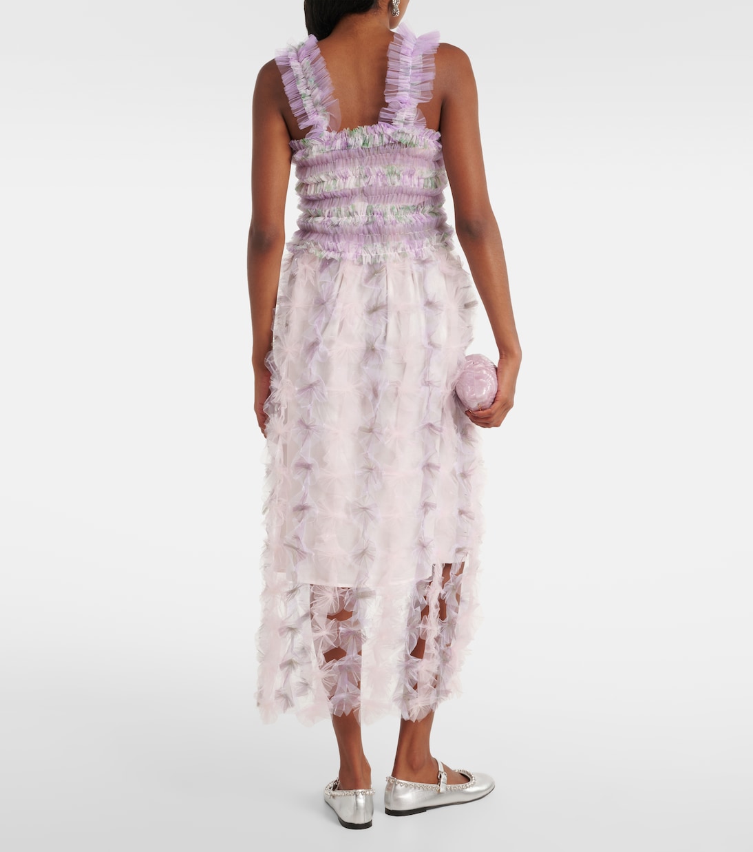 Top de tul floral fruncido | Susan Fang