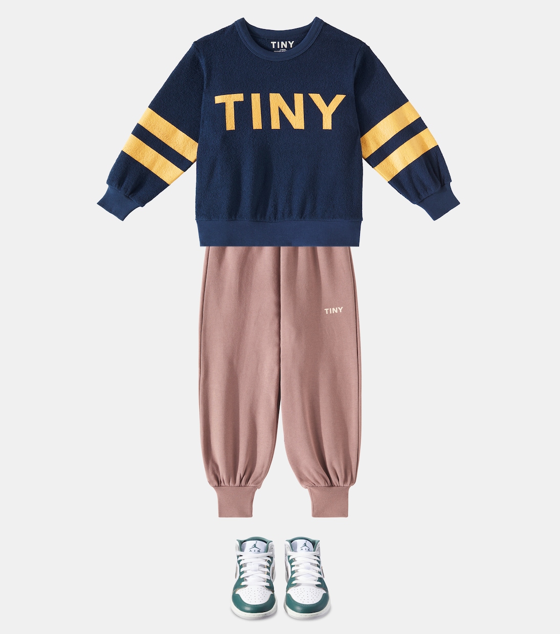 条纹Logo棉质毛巾布运动衫 | Tinycottons