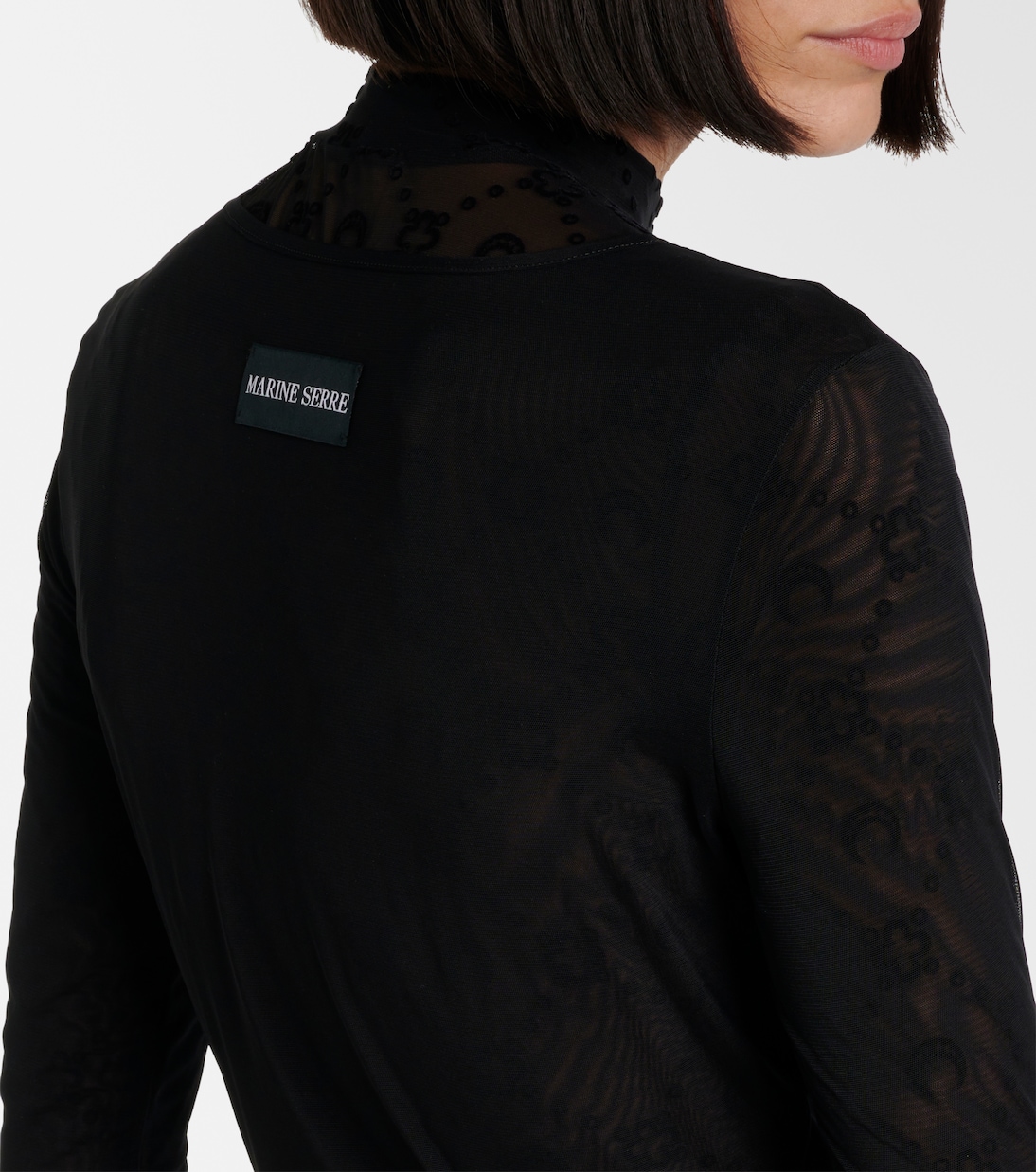 Abito lungo in mesh con piume sintetiche | Marine Serre