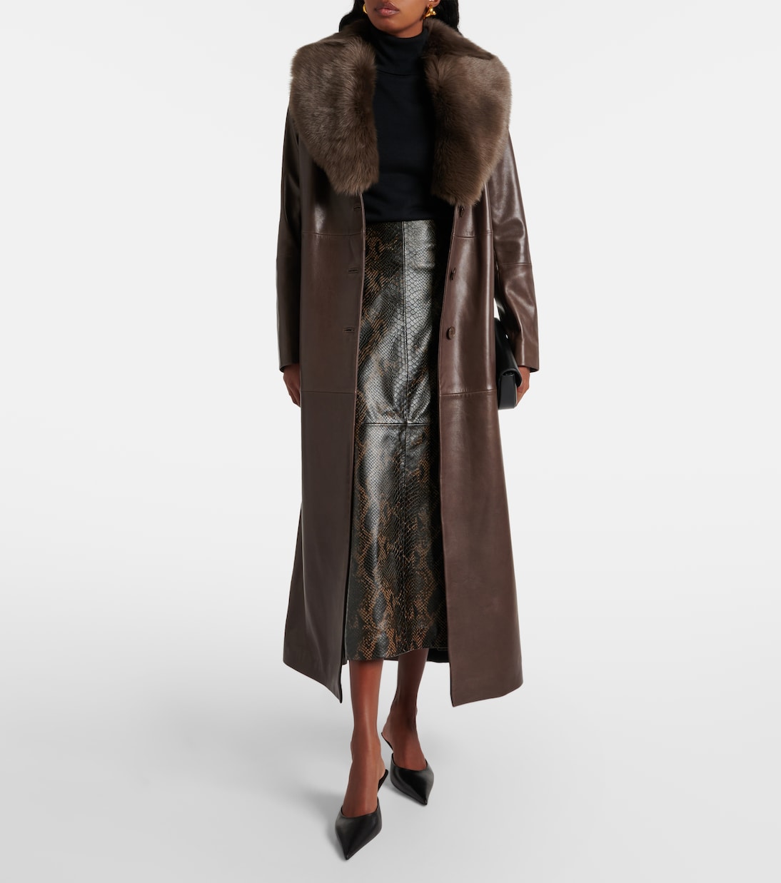 Mantel Dakota aus Leder mit Shearling | Nour Hammour