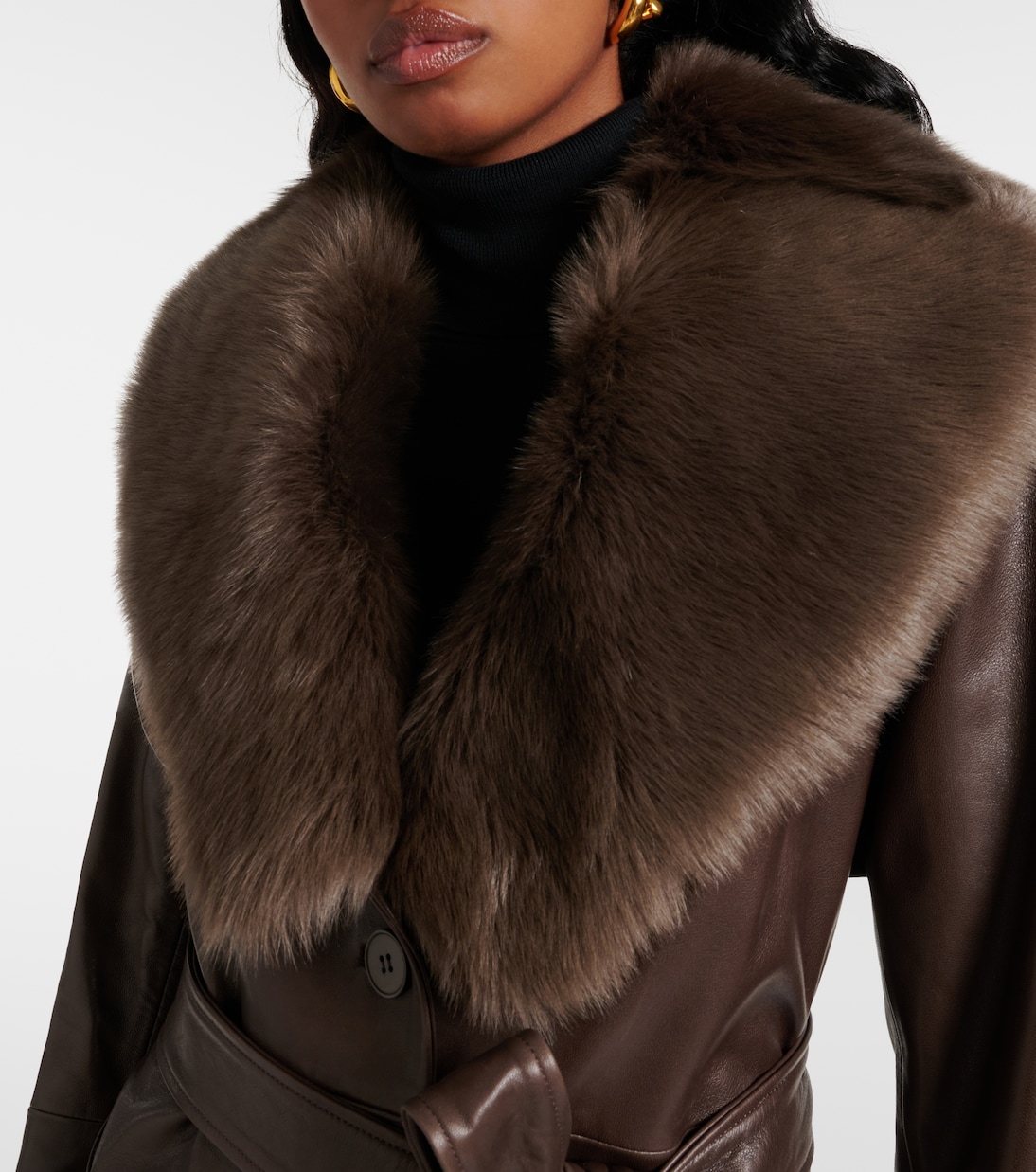 Mantel Dakota aus Leder mit Shearling | Nour Hammour