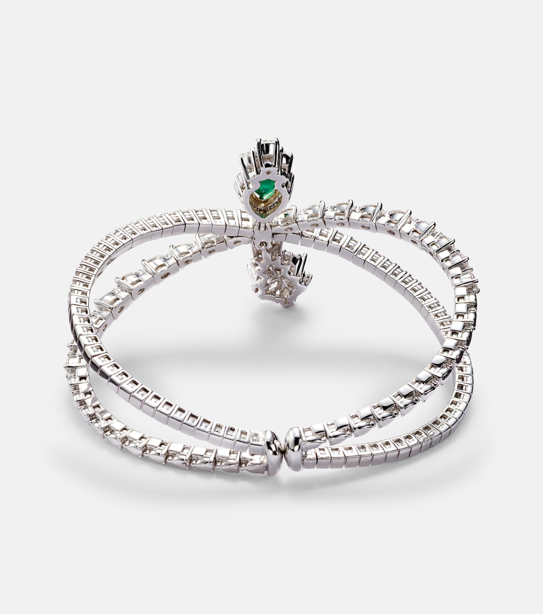 Bracciale Reign Supreme in oro bianco 18kt con diamanti e smeraldo | Yeprem
