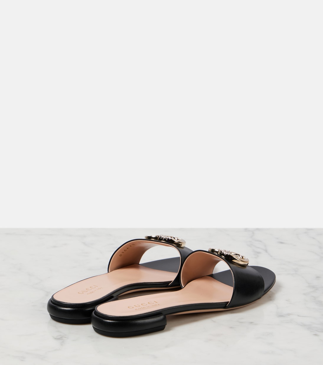 GG Crystal leather slides | Gucci