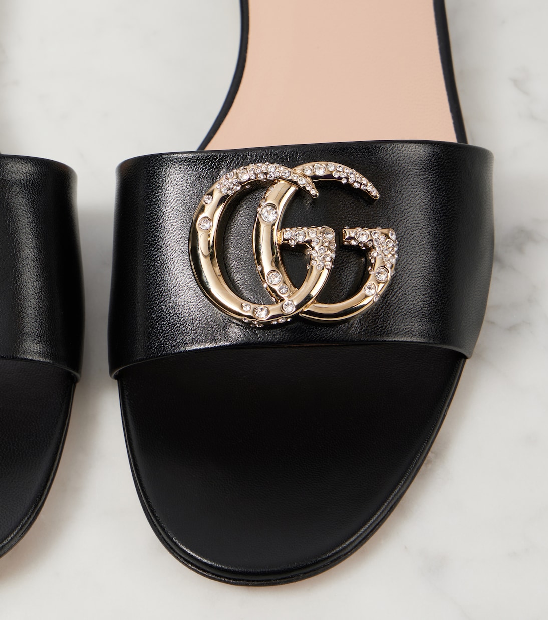 GG Crystal leather slides | Gucci