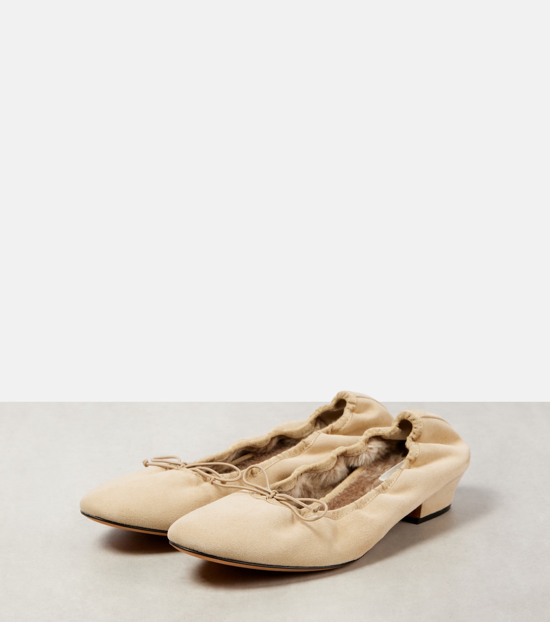 Ballerine Awar in suede con shearling | The Row