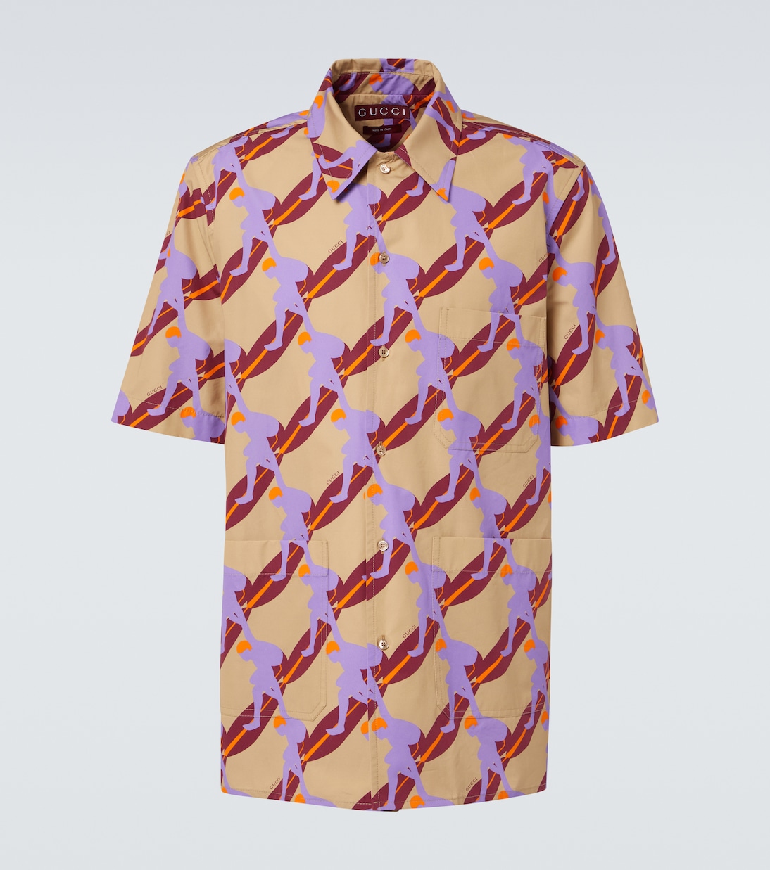 Camicia bowling in cotone con stampa | Gucci