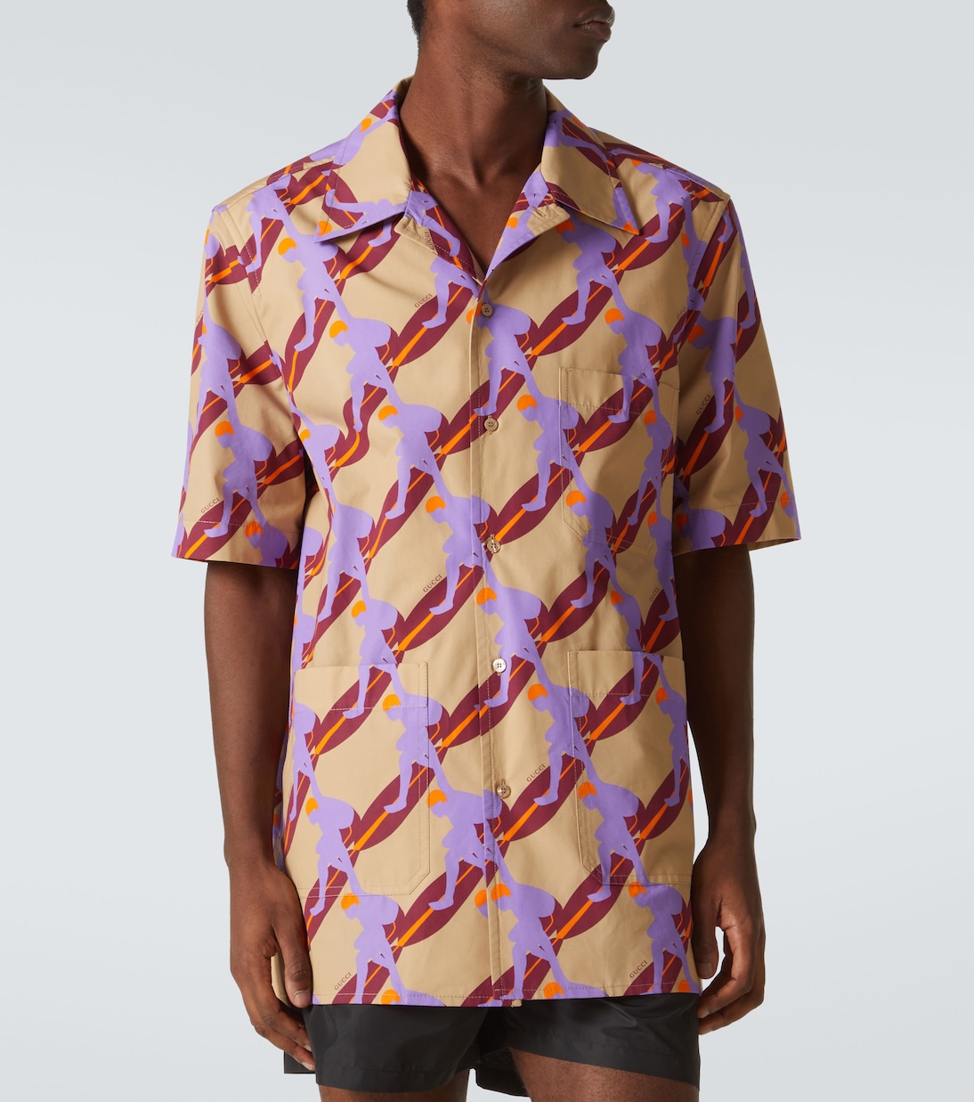 Camicia bowling in cotone con stampa | Gucci