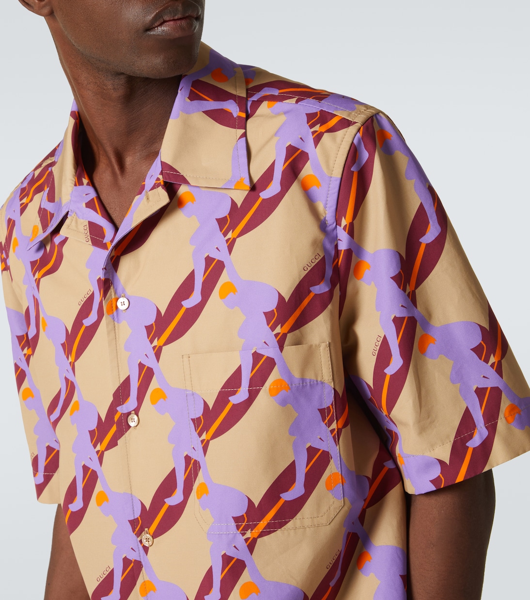 Camicia bowling in cotone con stampa | Gucci