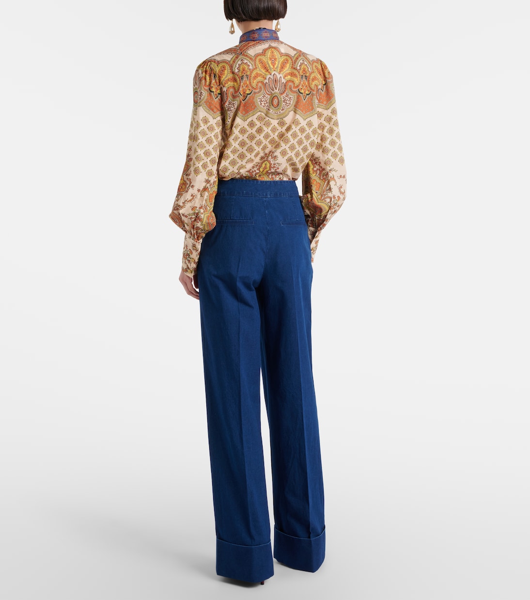 High-rise pleated wide-leg jeans | Valentino