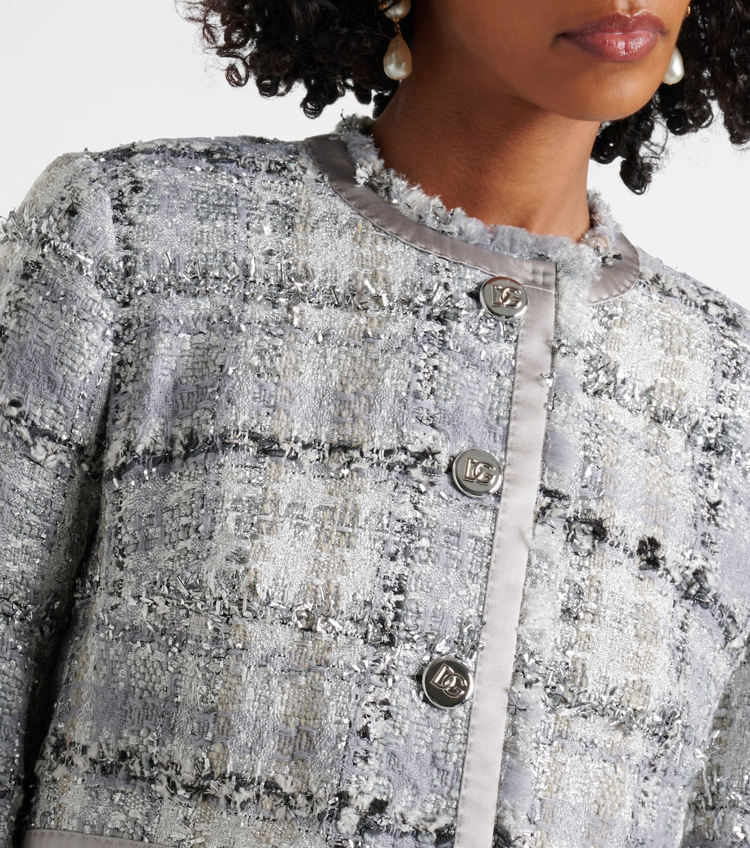 Checked cropped lamé tweed jacket | Dolce&Gabbana