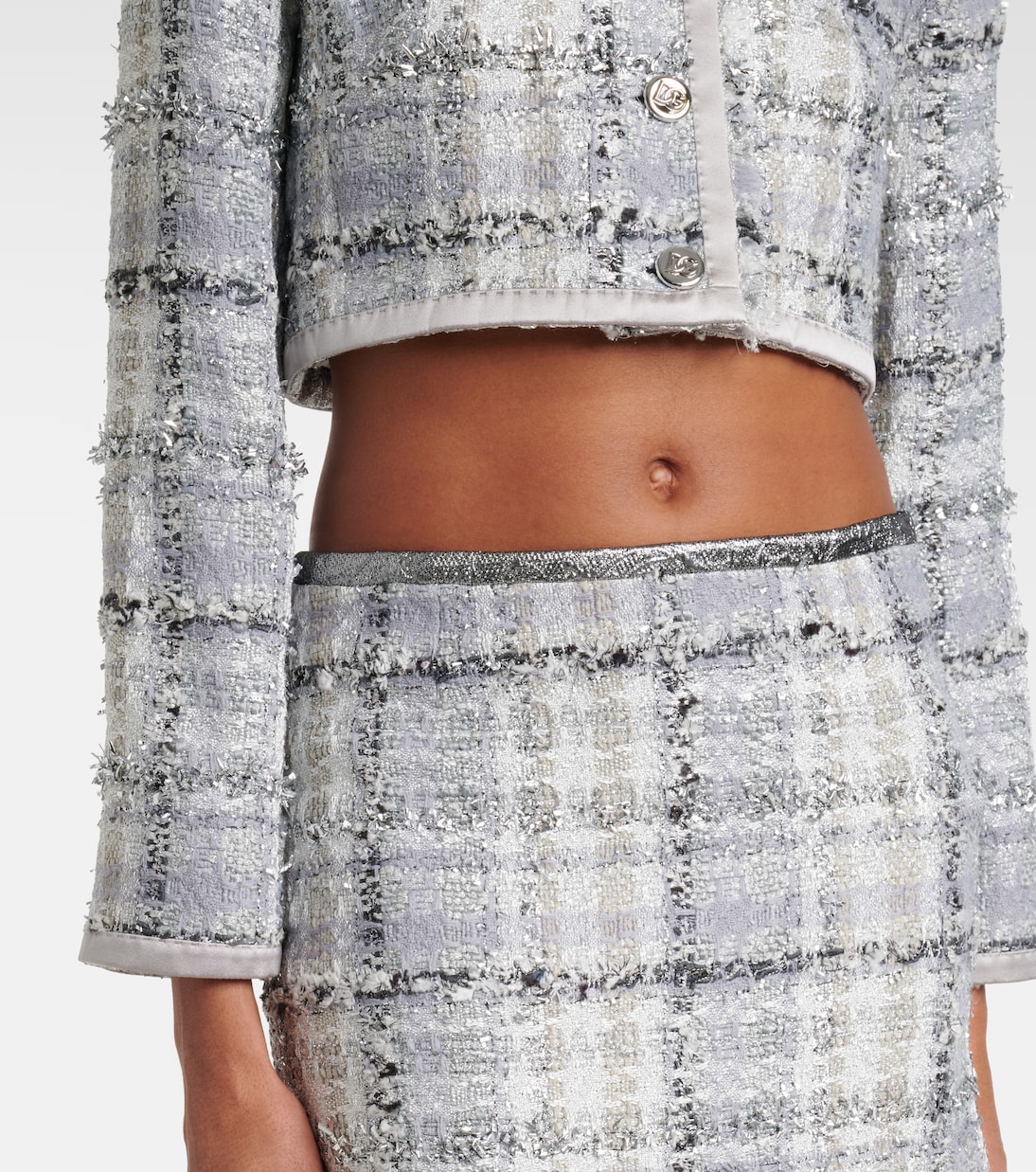 Checked cropped lamé tweed jacket | Dolce&Gabbana