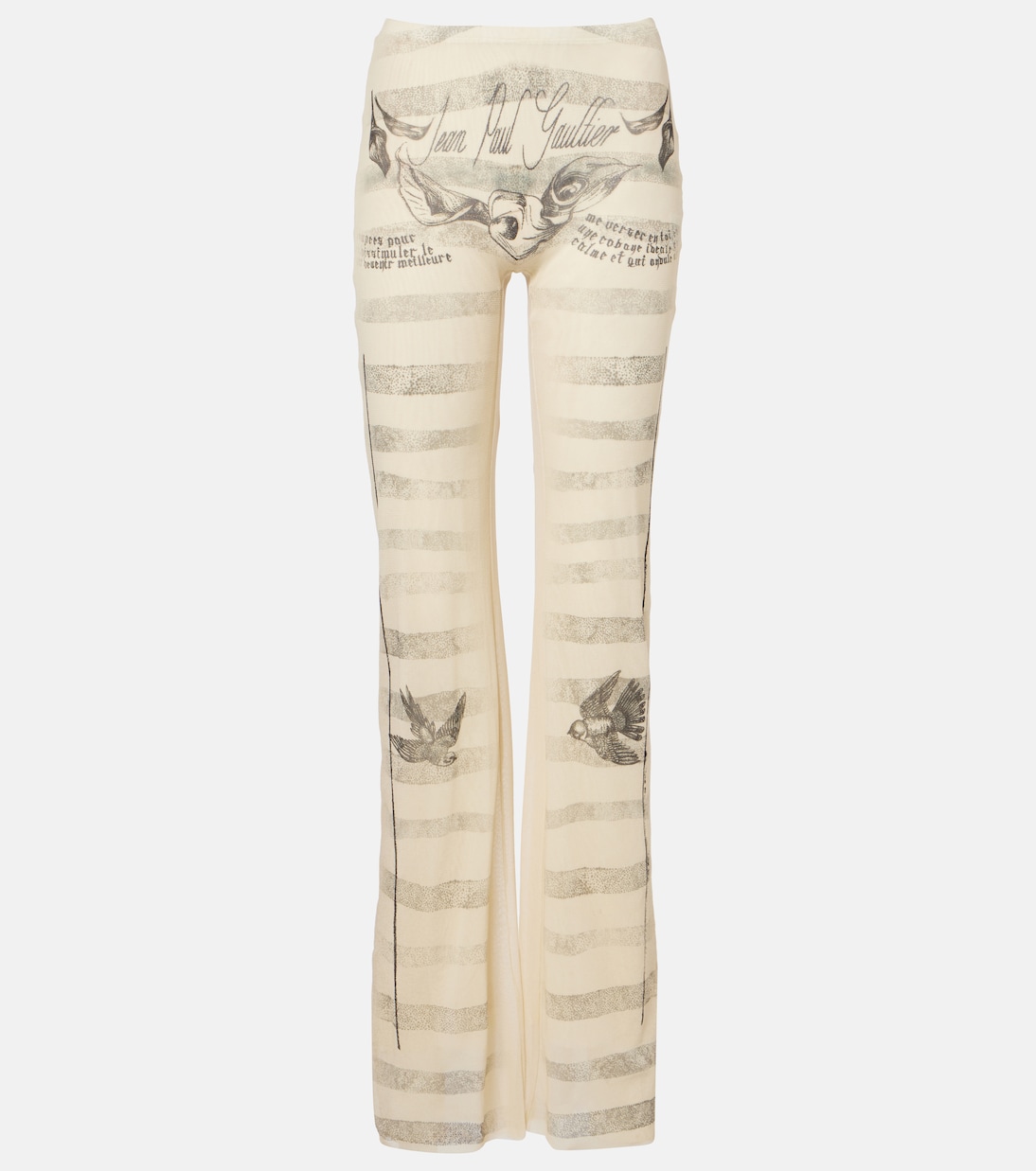 Trompe l’oeil mesh flared pants | Jean Paul Gaultier