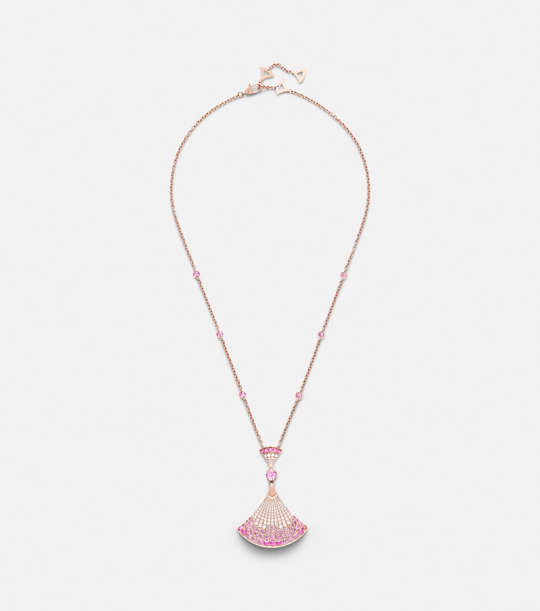 Divas' Dream 18kt rose gold pendant necklace with diamonds, sapphires, and rubies | Bvlgari