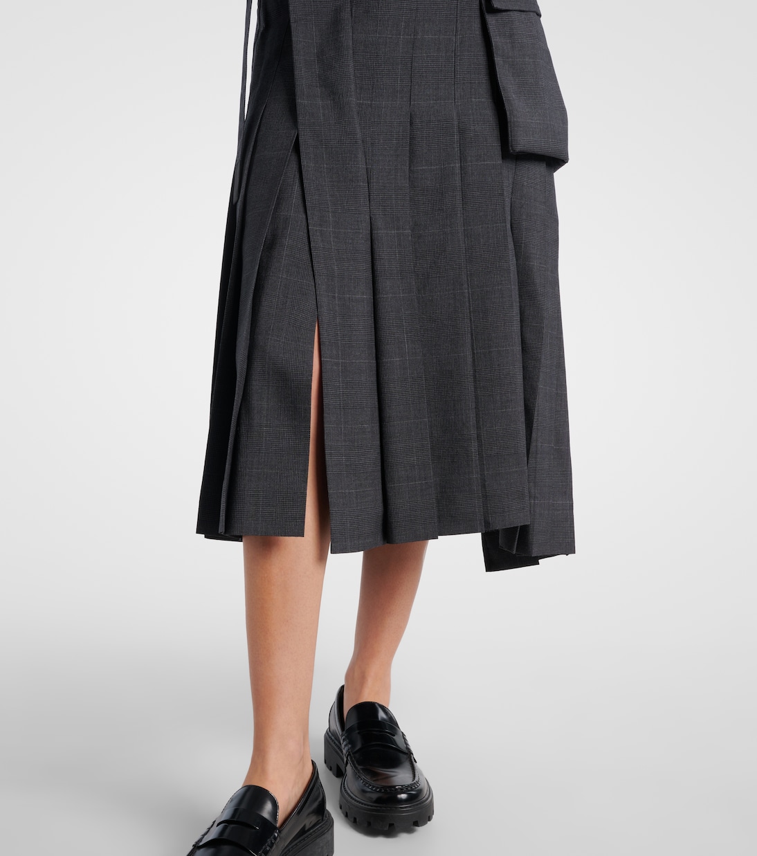 Prince of Wales check wool midi skirt | Sacai