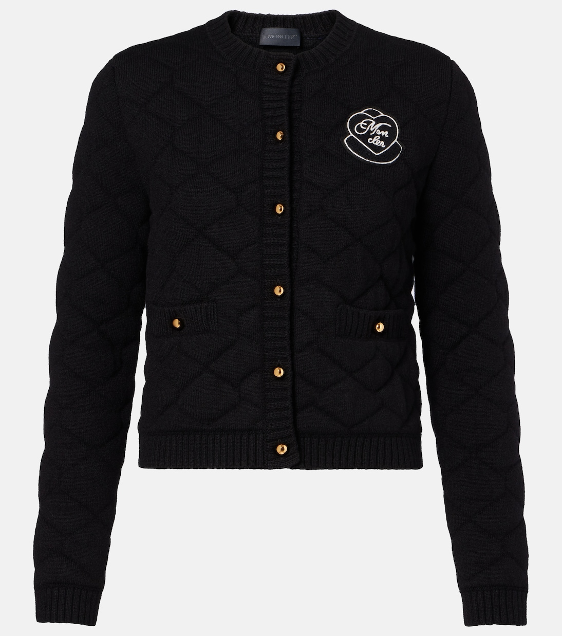 Cardigan in misto lana trapuntato con logo | Moncler