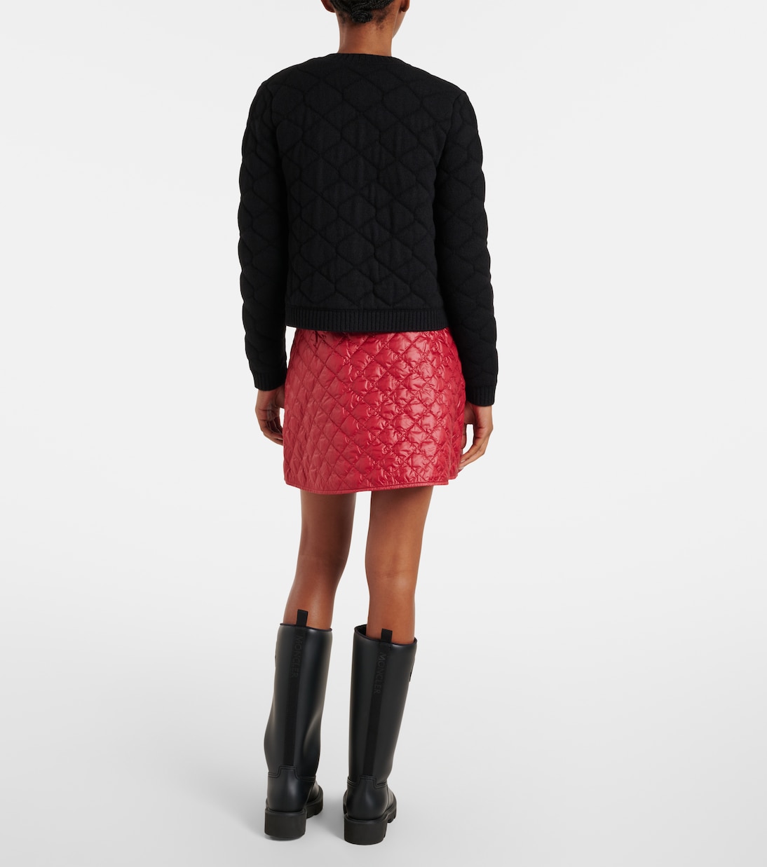 Cardigan in misto lana trapuntato con logo | Moncler