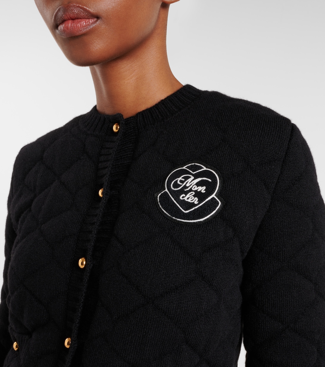 Cardigan in misto lana trapuntato con logo | Moncler