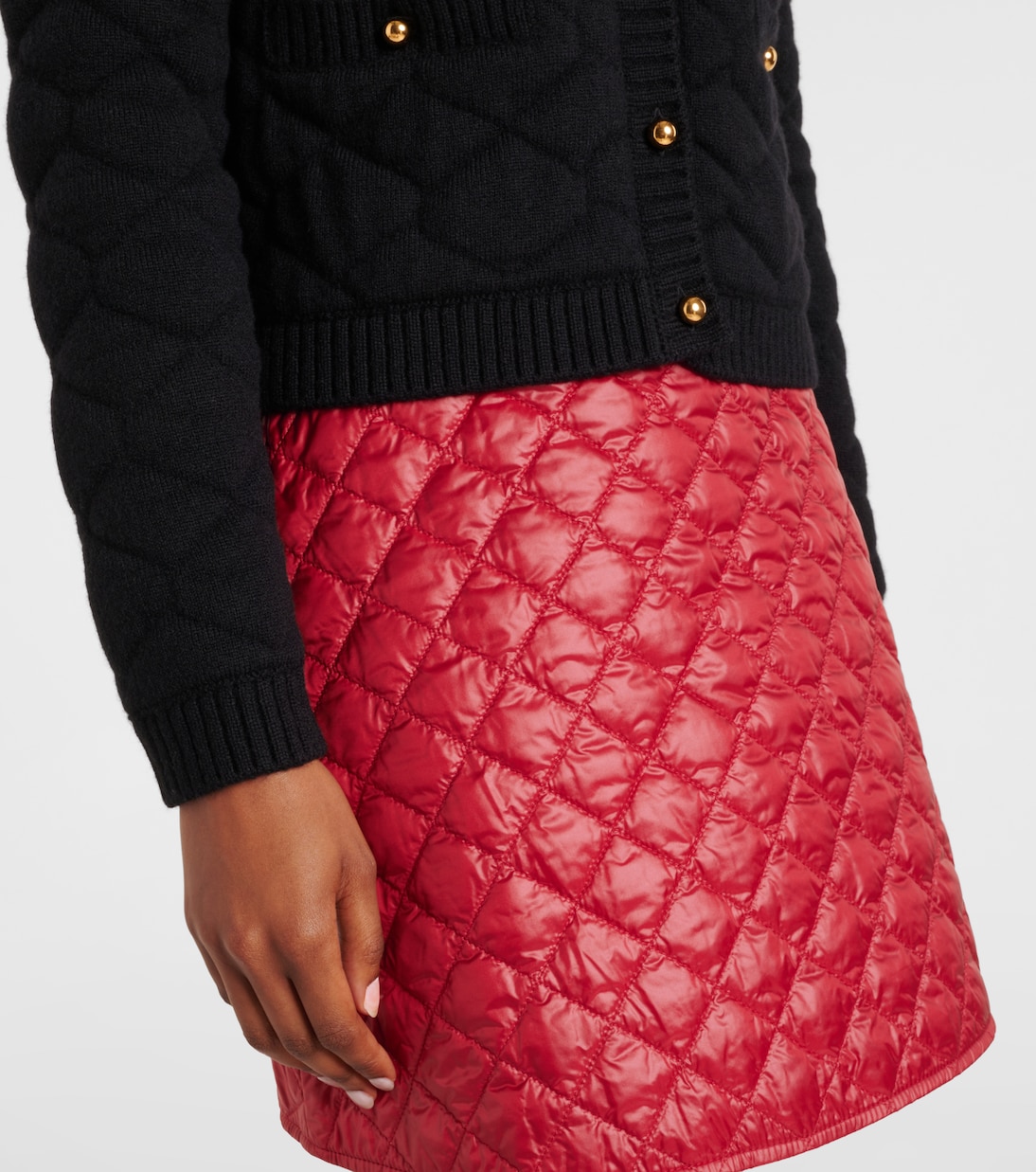 Cardigan in misto lana trapuntato con logo | Moncler