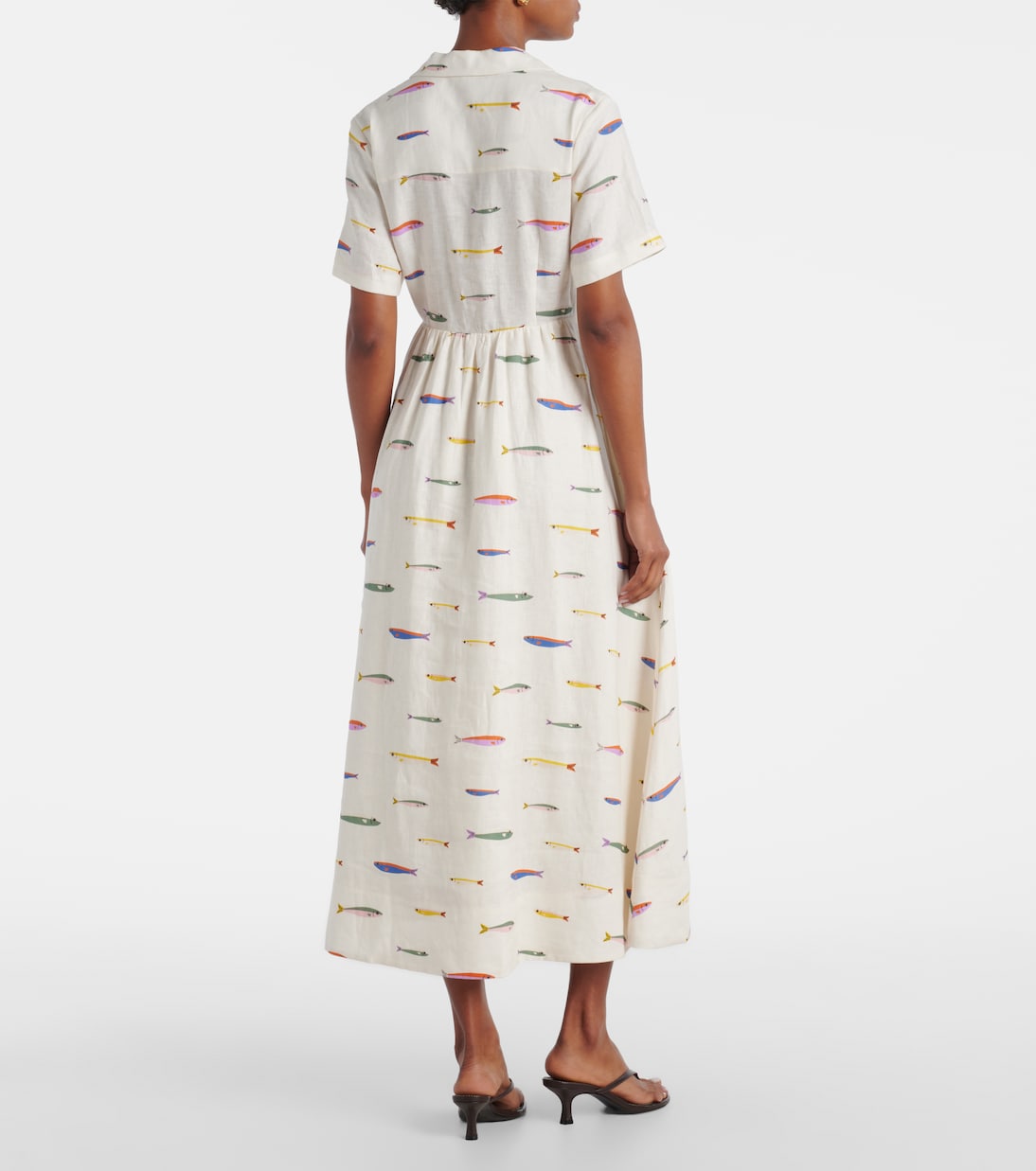 Vestido camisero Meryl de lino estampado | Staud
