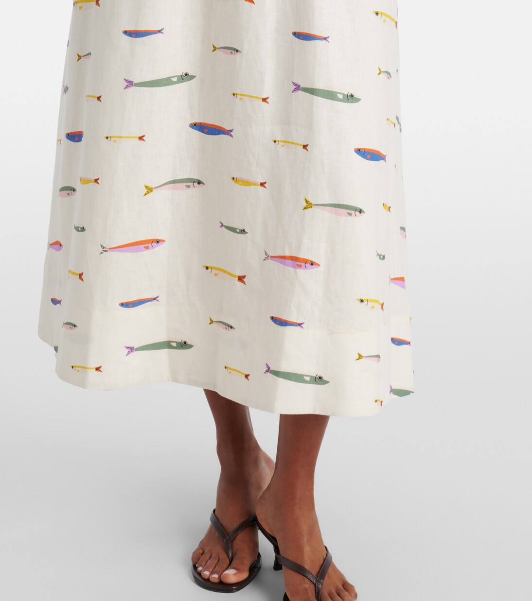 Vestido camisero Meryl de lino estampado | Staud