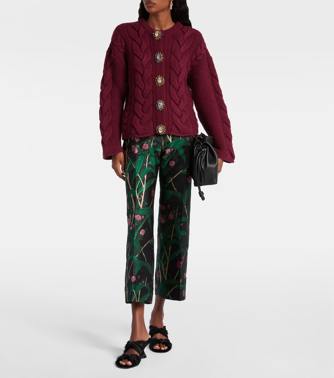 Portrait embellished wool-blend cardigan | La DoubleJ