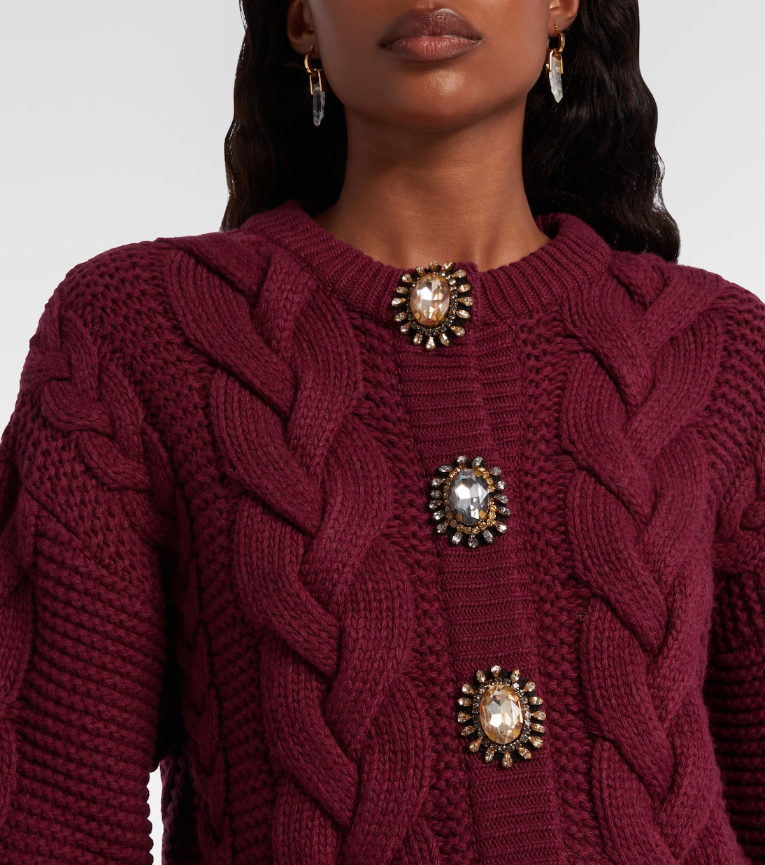 Portrait embellished wool-blend cardigan | La DoubleJ