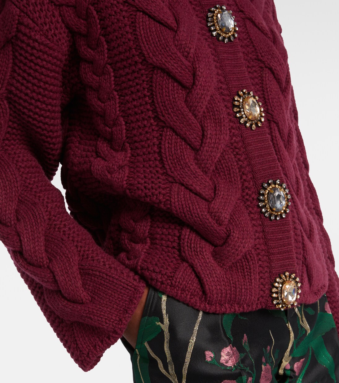 Portrait embellished wool-blend cardigan | La DoubleJ