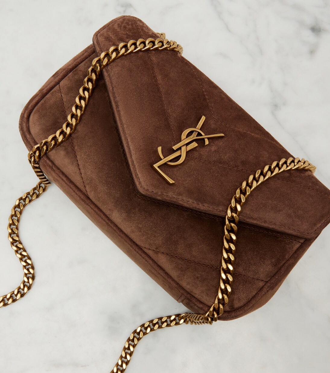 Sac Loulou Mini en daim matelassé | Saint Laurent